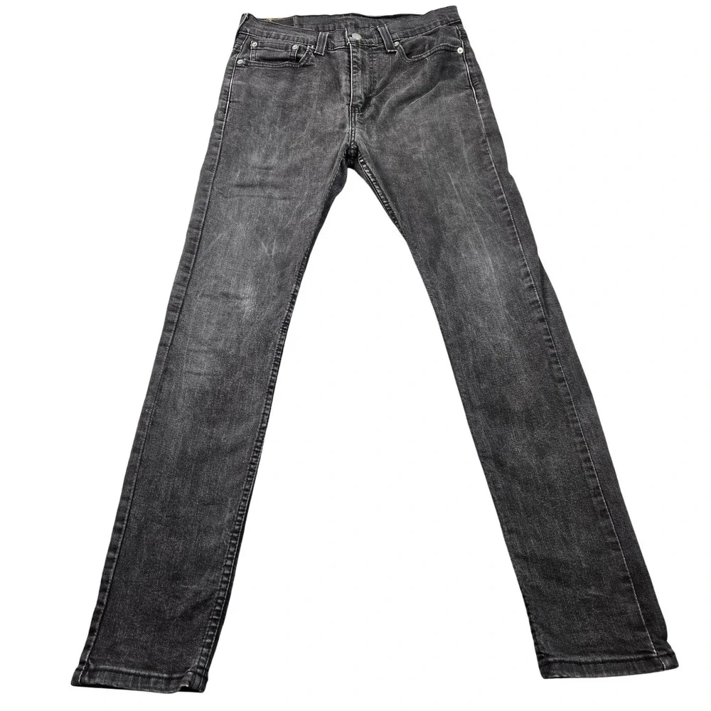 Levis 510 Jeans Mens 30x29‎ (tag 31x32) Gray Charcoal Wash Slim Tapered Denim